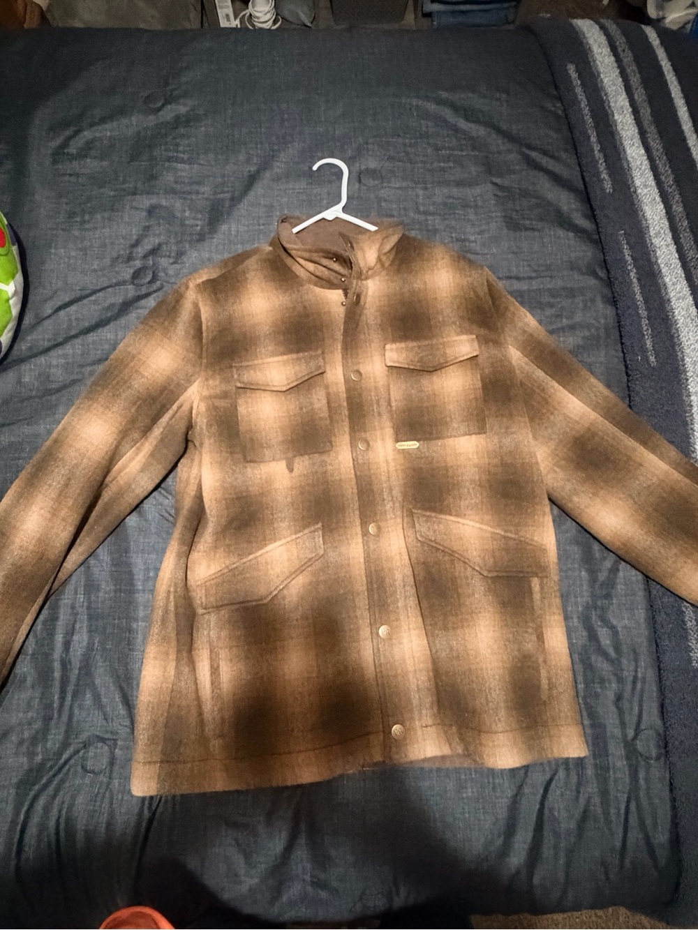 Panhandle Slim Brown Plaid Wool Pea Coat